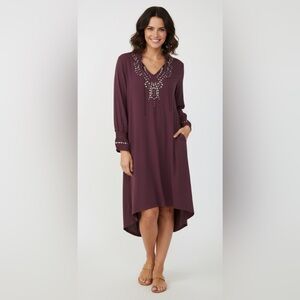 XCVI Plum High Low Dress with Embellishments